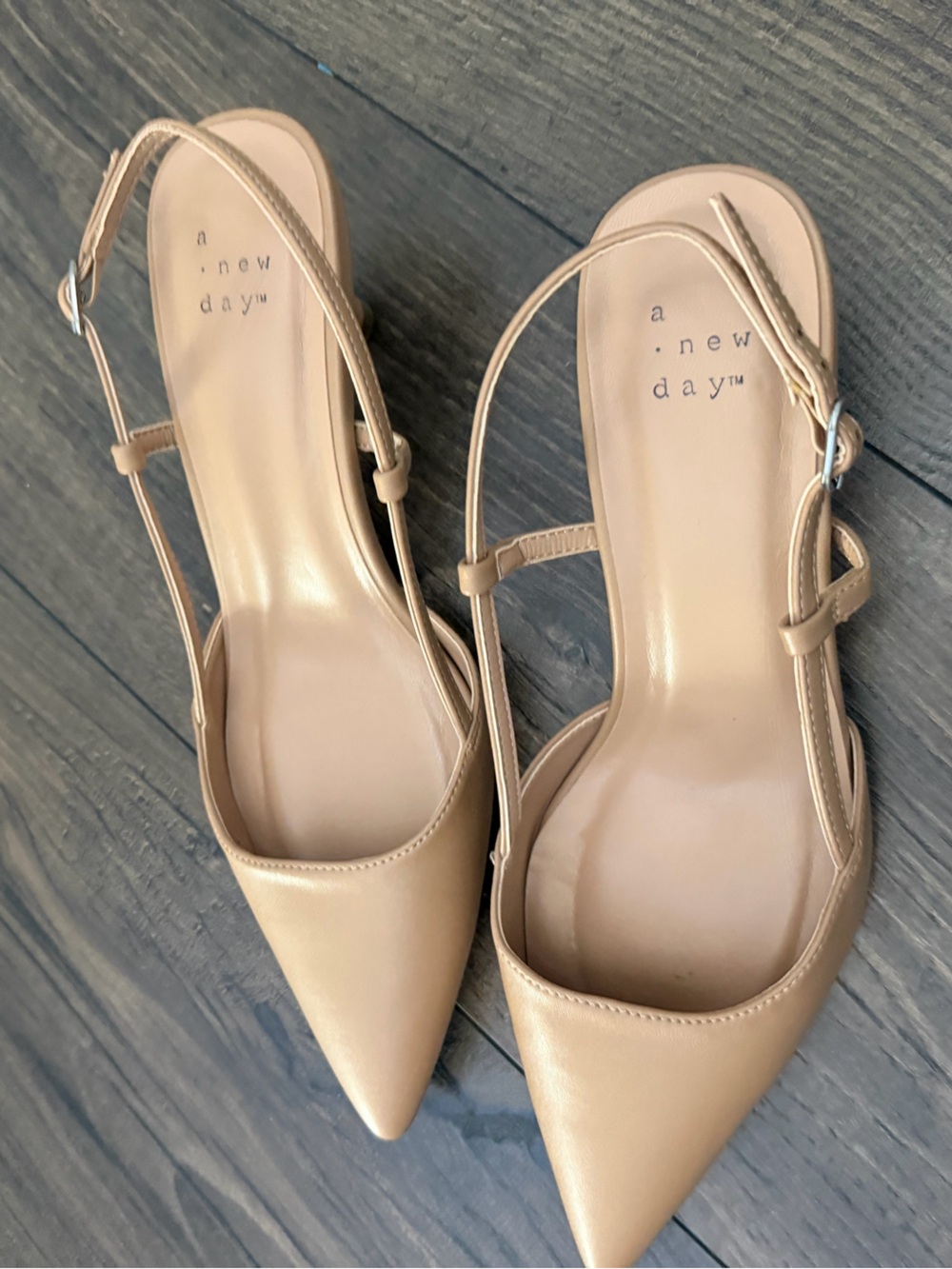 A NEW DAY - Nude Pointed Slingback Heels - Women’s Size 8